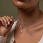 Diamond Poinsettia Charm Necklace Silver 18K Gold Plated