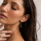 Pearl Drop Chain Earrings Silver 18K Gold Plated