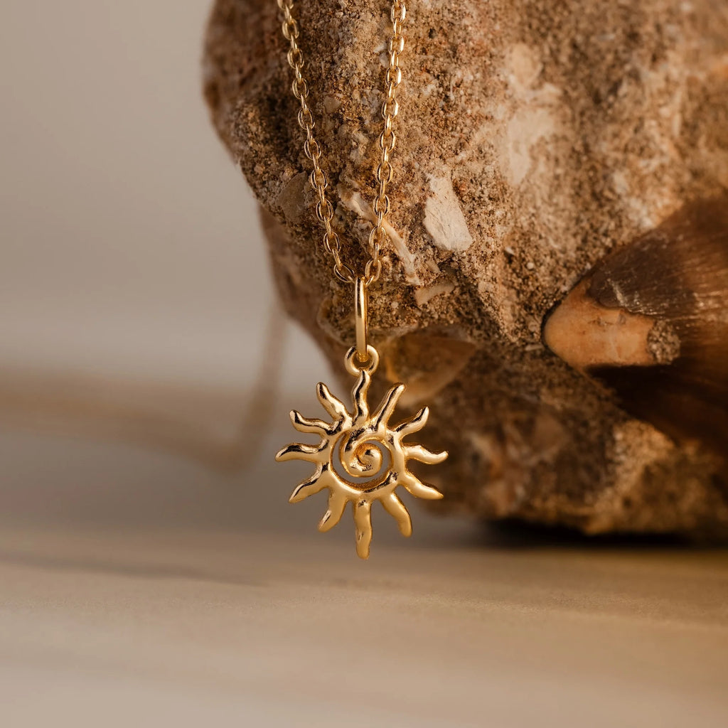 Celestial Sun Necklace Silver 18K Gold Plated