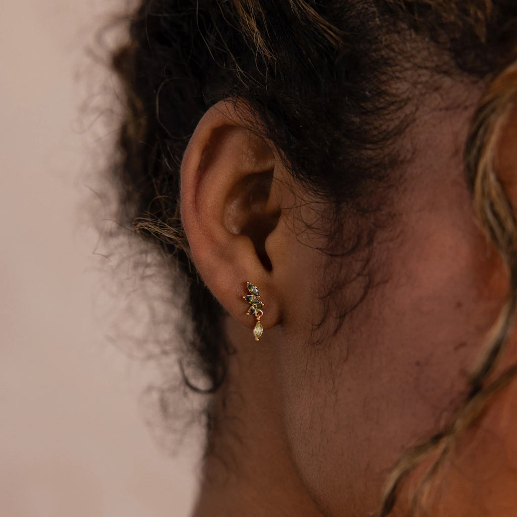 Peridot Marquise Drop Studs Silver 18K Gold Plated