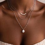 Baroque Pearl Necklace Silver 18K Gold Plated