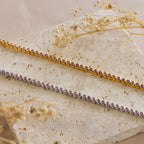 Pink Bezel Tennis Necklace Silver 18K Gold Plated