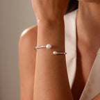 Shell Pearl Cuff Bracelet Silver 18K Gold Plated