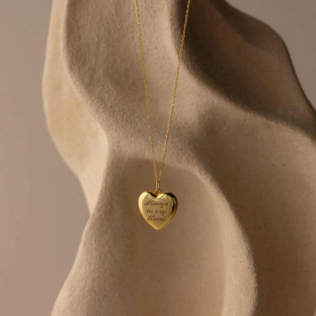 Handwriting Heart Locket Necklace Silver 18K Gold Plated