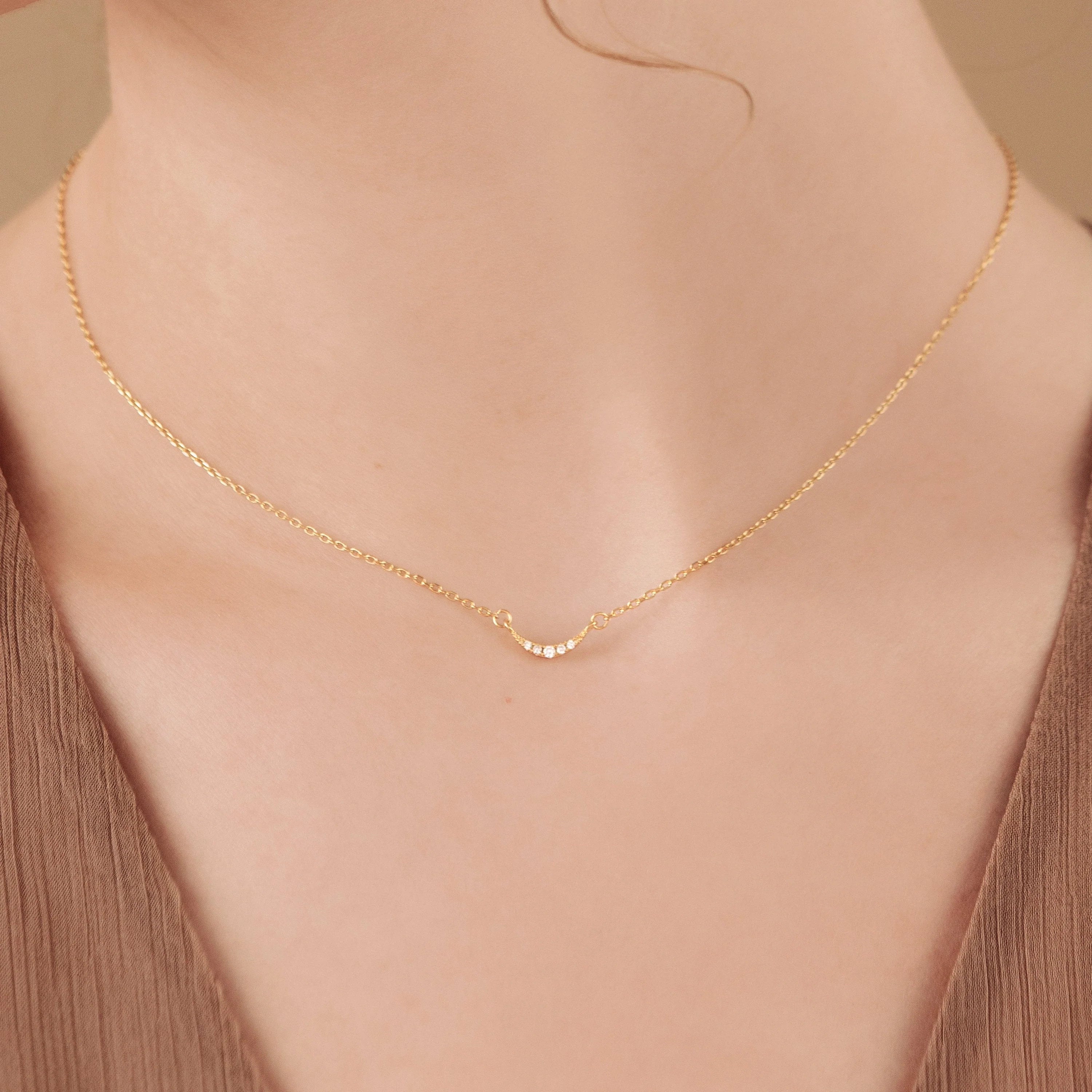Lucia Pave Necklace Silver 18K Gold Plated