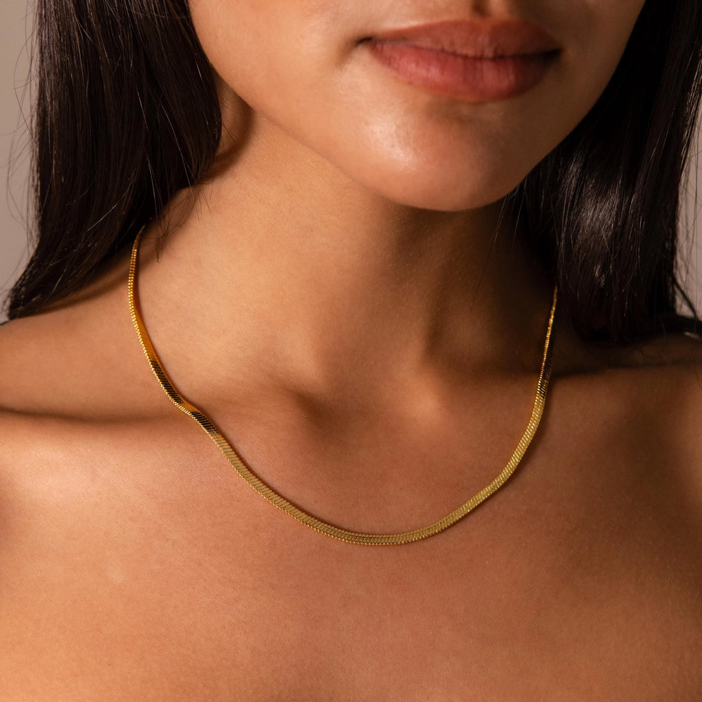 Bold Snake Chain Necklace Silver 18K Gold Plated