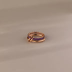 Amethyst  Eternity Band Ring Set Silver 18K Gold Plated
