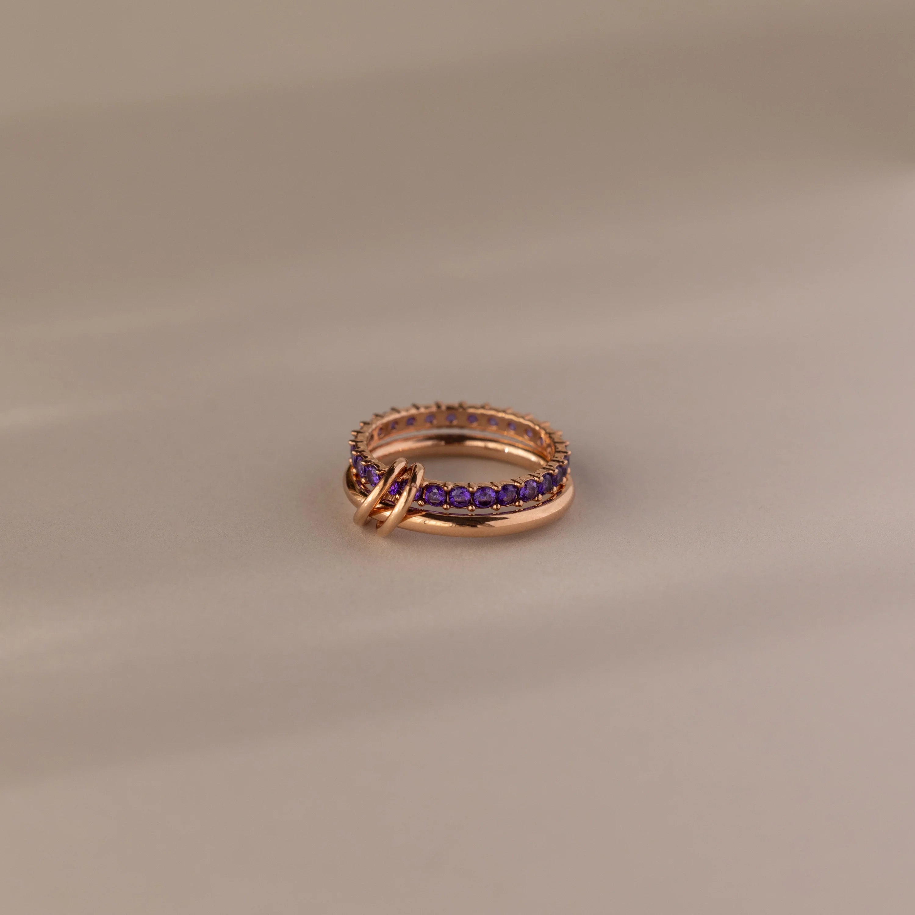 Amethyst  Eternity Band Ring Set Silver 18K Gold Plated