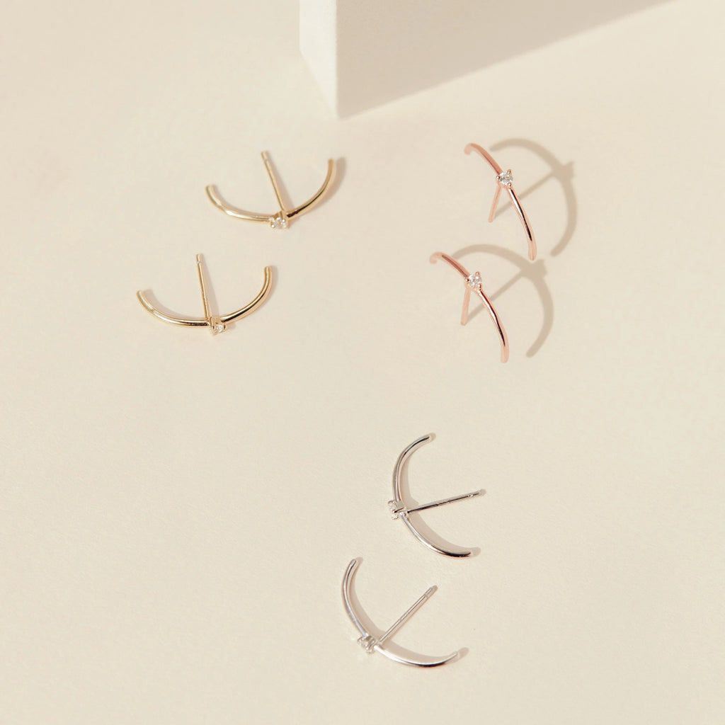 Arc Diamond Stud Earrings