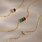 Multiple Marquise Birthstone Bracelet Silver 18K Gold Plated