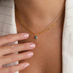 Pear-Cut Duo Layered Necklace Silver 18K Gold Plated