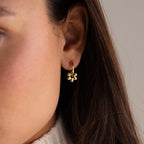 Flower Charm Huggies Silver 18K Gold Plated