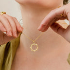 Pave Sun Charm Necklace Silver 18K Gold Plated