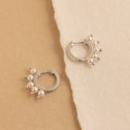 Beaded Pearl Huggies Silver 18K Gold Plated