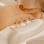 Dainty Knot Pearl Earrings Silver 18K Gold Plated