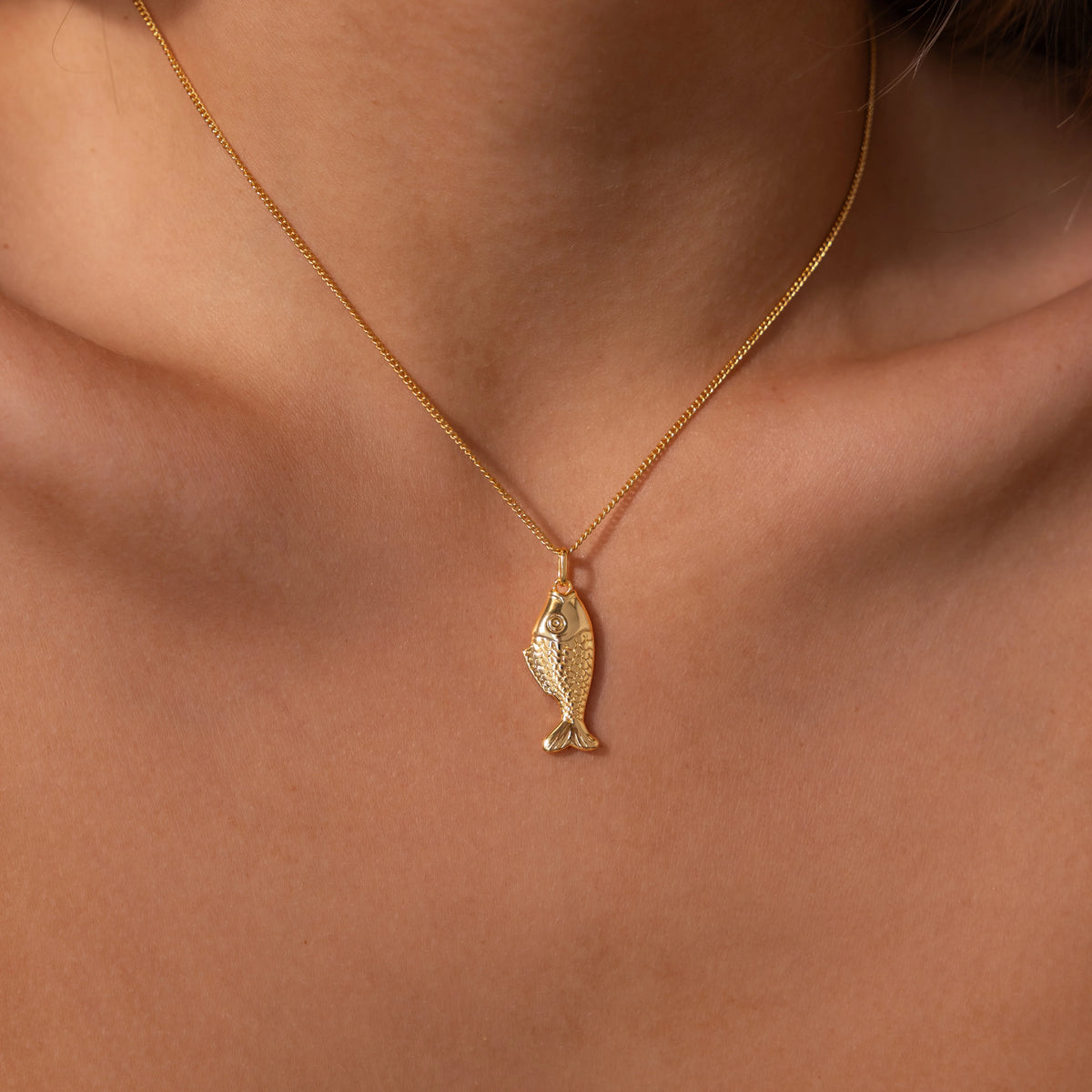 Fish Charm Necklace Silver 18K Gold Plated