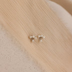 Pearl Cluster Drop Studs Silver 18K Gold Plated