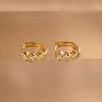 Diamond Bezel Heart Huggies  Silver 18K Gold Plated