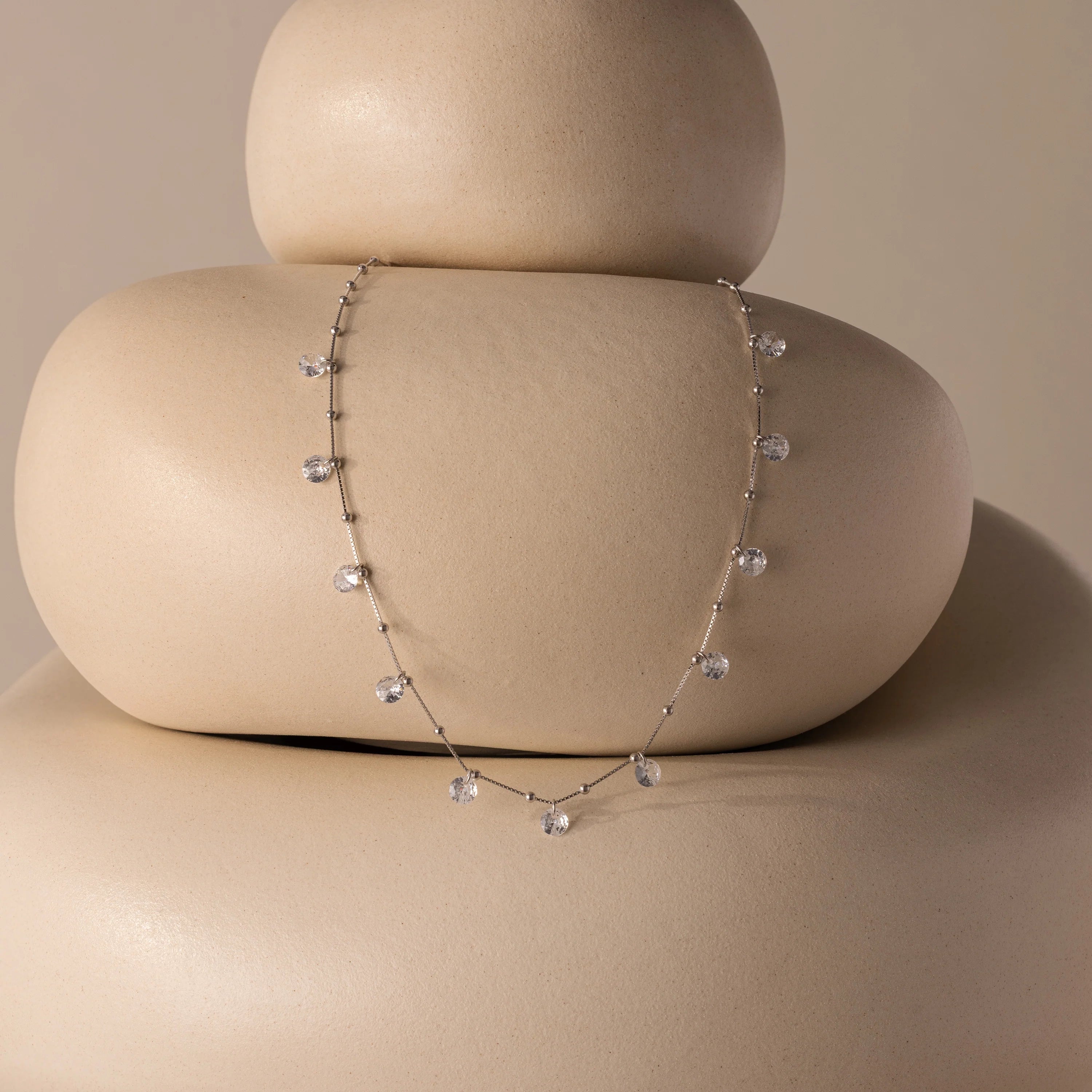 Satellite Diamond Necklace Silver 18K Gold Plated
