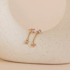 Mixed Crystal Drop Earrings Silver 18K Gold Plated