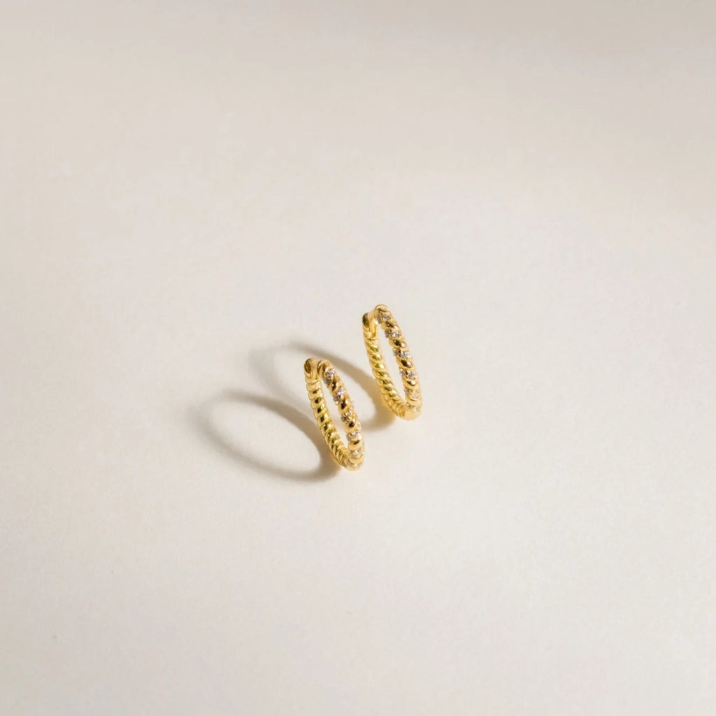 Diamond Twisted Hoops Silver 18K Gold Plated