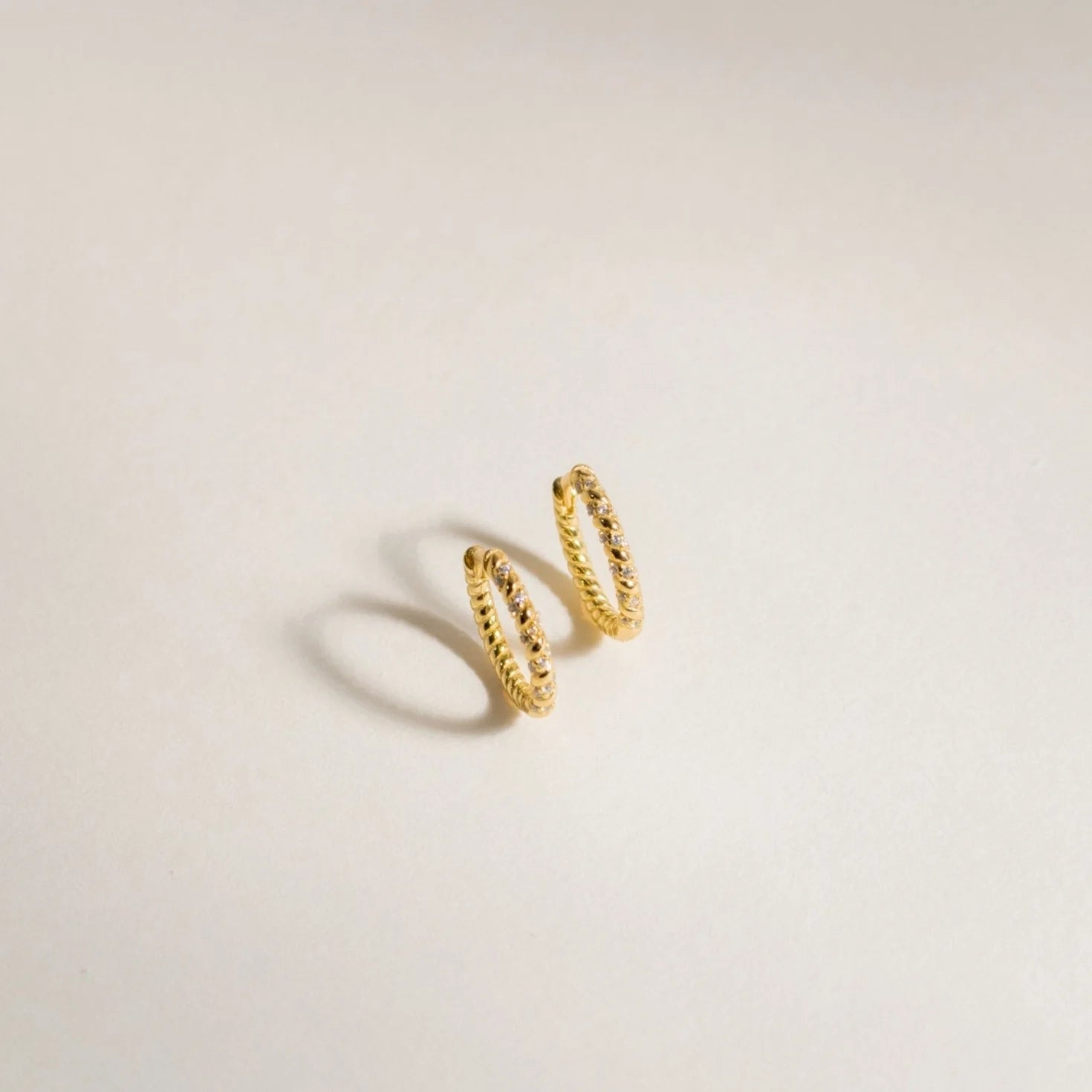 Diamond Twisted Hoops Silver 18K Gold Plated