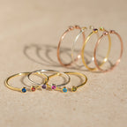 Tiny Dual Birthstone Ring Silver 18K Gold Plated