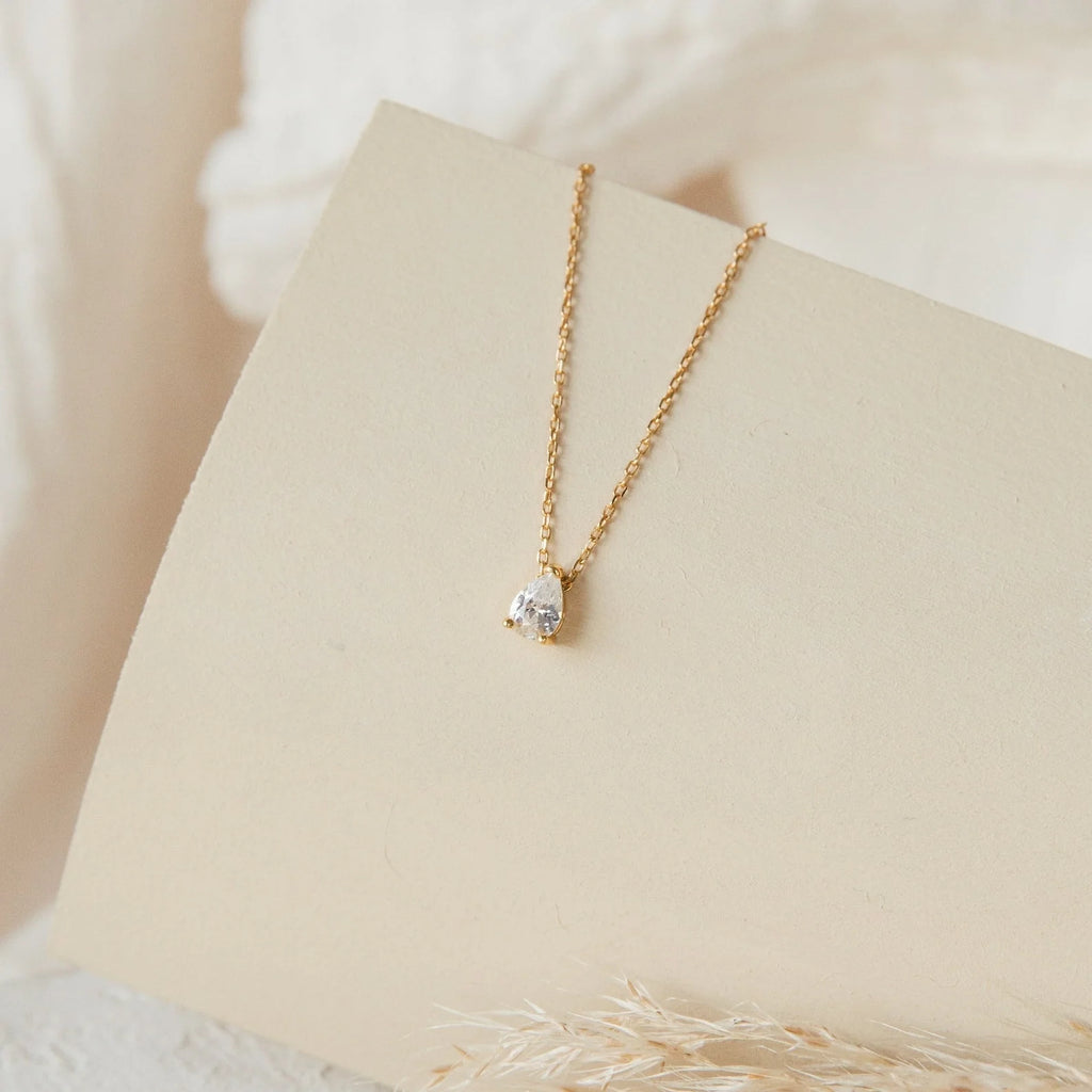 Dainty Diamond Necklace Set Silver 18K Gold Plated