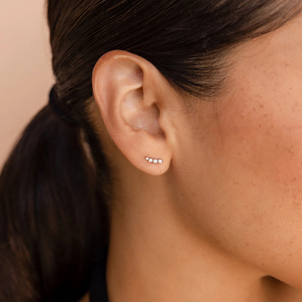 Tiny Diamond Climbers  Silver 18K Gold Plated