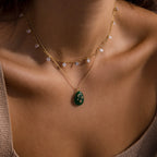 Diamonds Jade Pendant Necklace Silver 18K Gold Plated