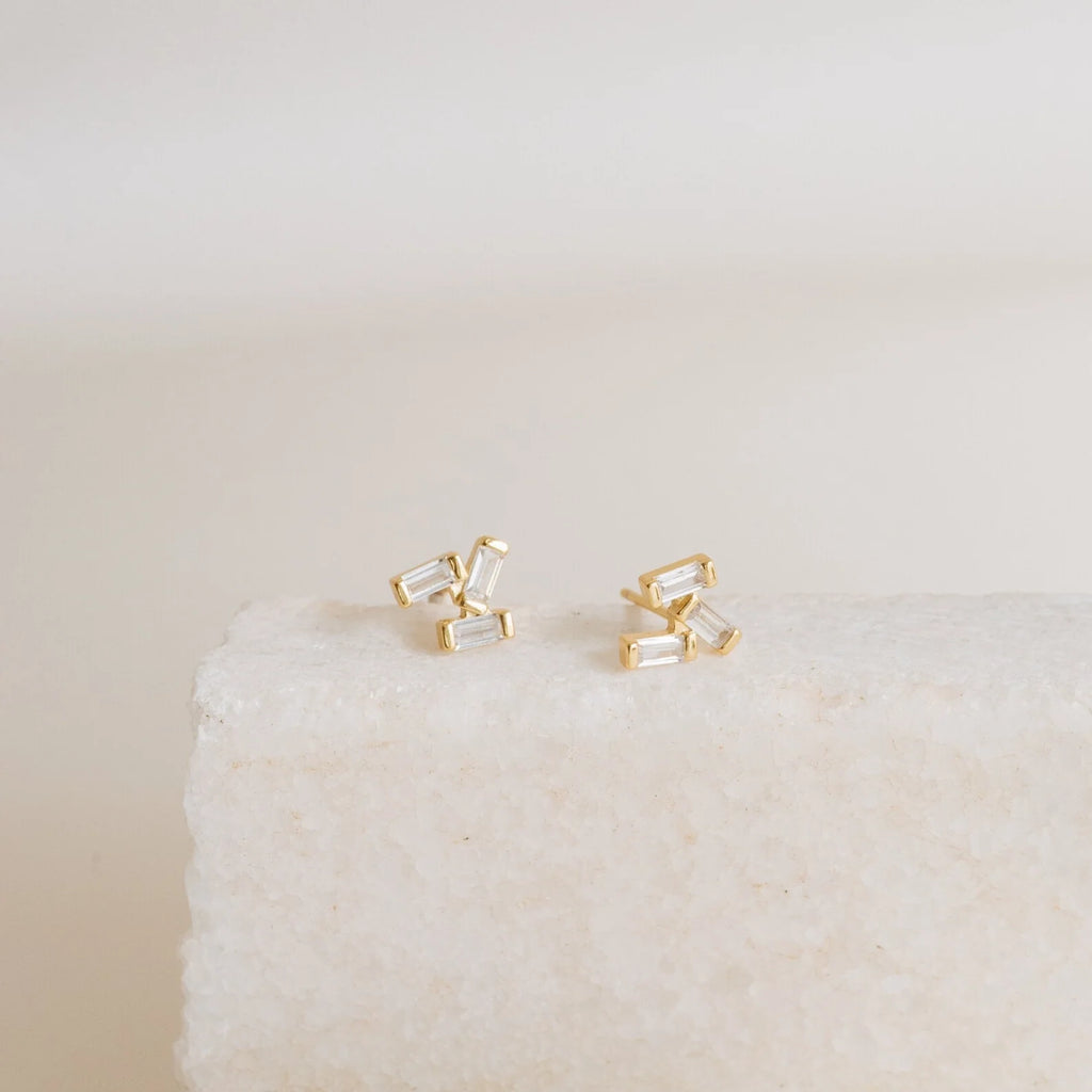 Glacier Diamond Studs Silver 18K Gold Plated