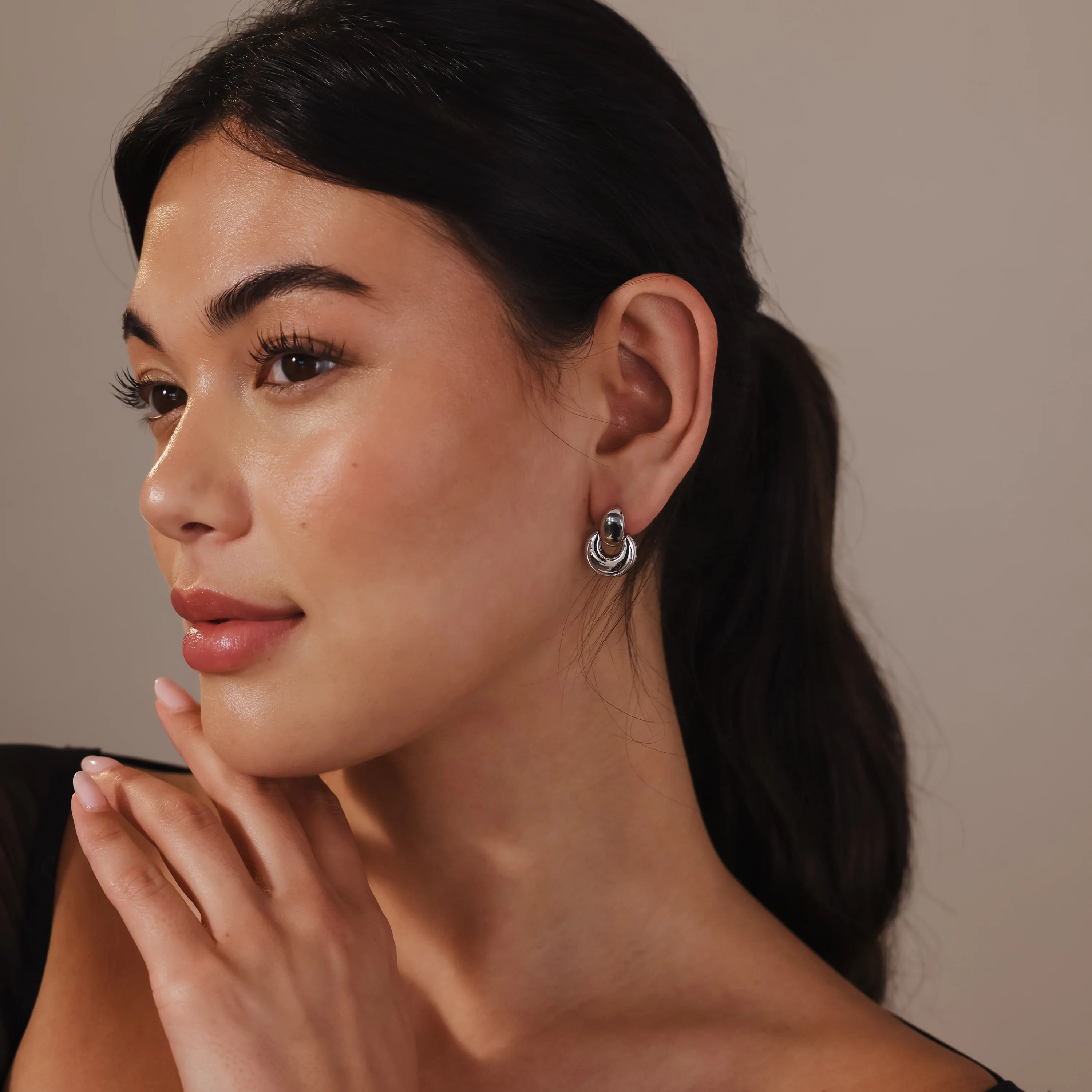 Eclipse Dome Studs Silver 18K Gold Plated