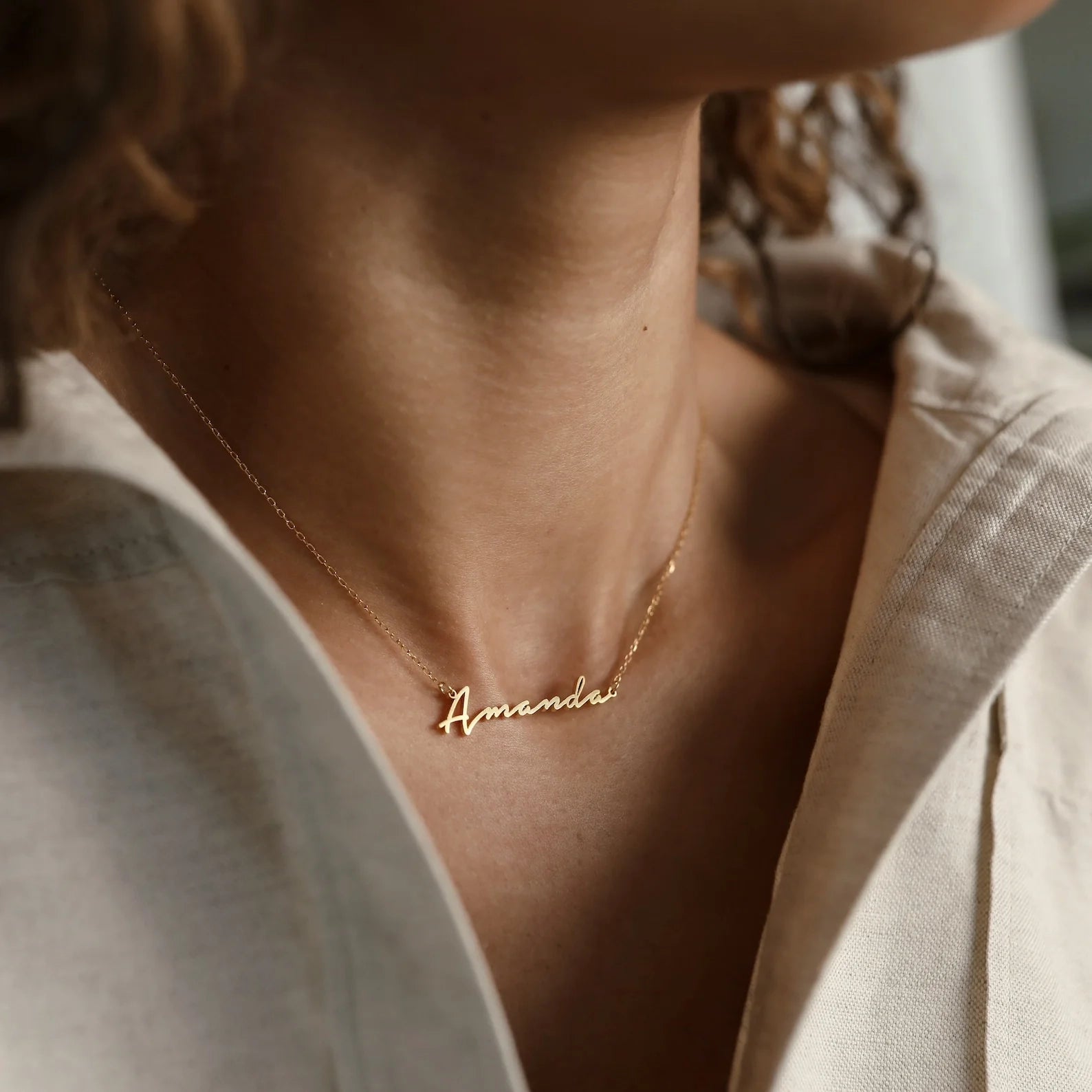 Summer Name Necklace Silver 18K Gold Plated