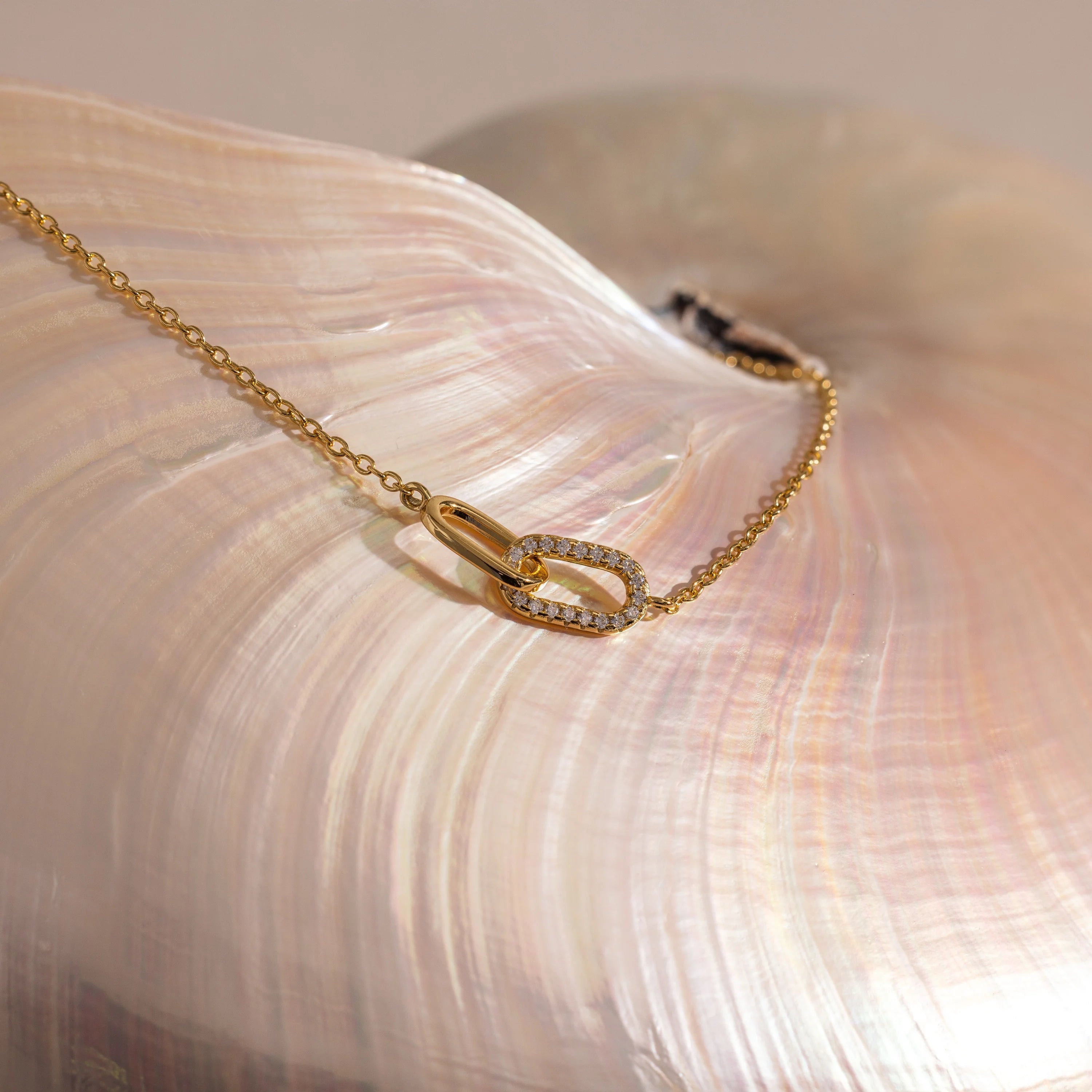 Pave Linked Pendant Bracelet Silver 18K Gold Plated