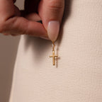 Diamond Drop Cross Charm Silver 18K Gold Plated