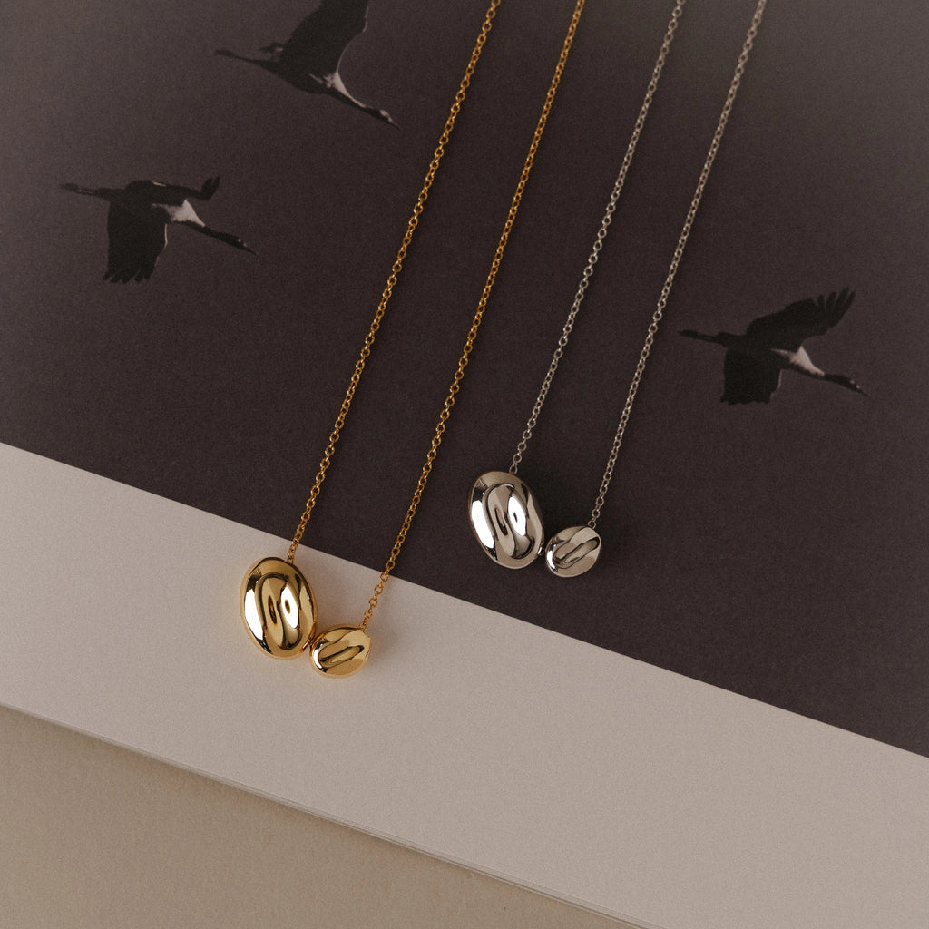 Duo Pebble Necklace Silver 18K Gold Plated