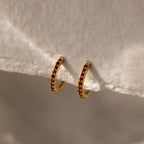 Garnet Clicker Huggies Silver 18K Gold Plated