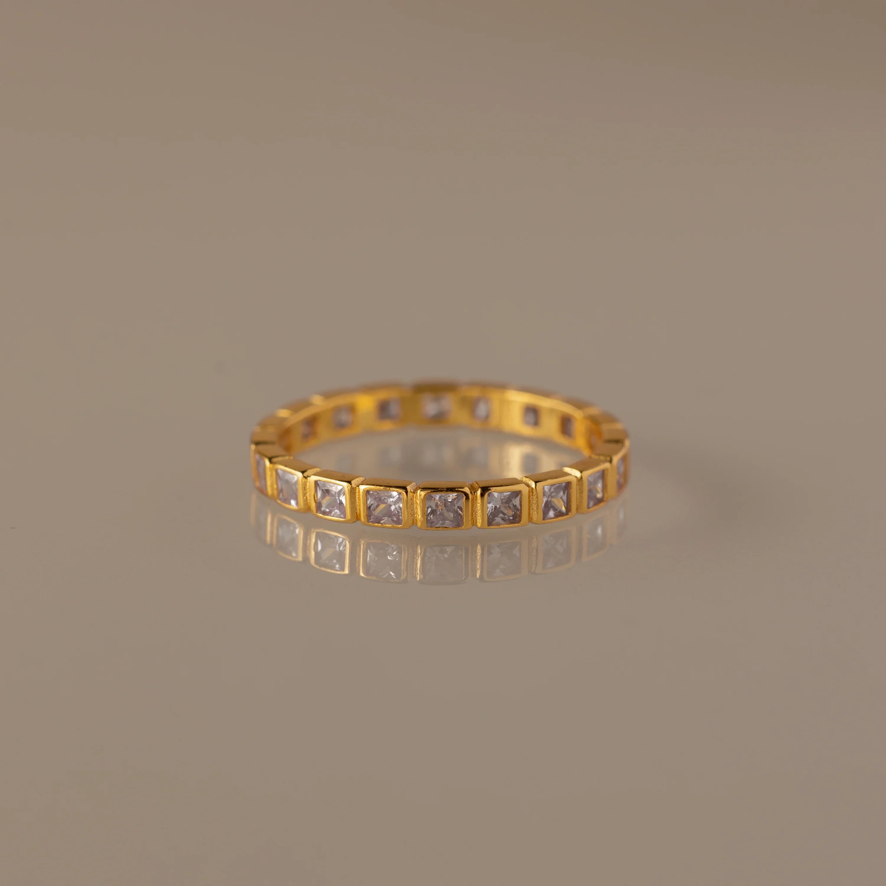 Eternity Bezel Alexandrite Ring Silver 18K Gold Plated