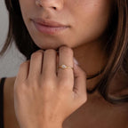 Dainty Round Moonstone Ring Silver 18K Gold Plated