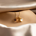 Pave Garnet Charm Silver 18K Gold Plated
