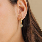 Jade Gemstone Drop Hoops Silver 18K Gold Plated