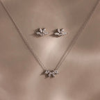 Marquise Diamond Necklace & Earrings Set Silver 18K Gold Plated