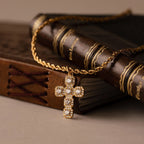 Diamond Cross Necklace Silver 18K Gold Plated