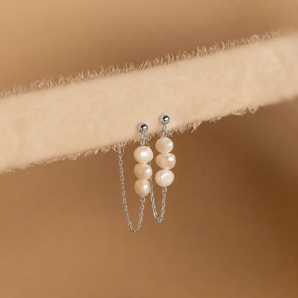 Triple Pearl Drop Earrings