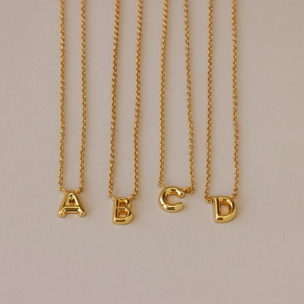 Dainty Bubble Letter Necklace  Silver 18K Gold Plated