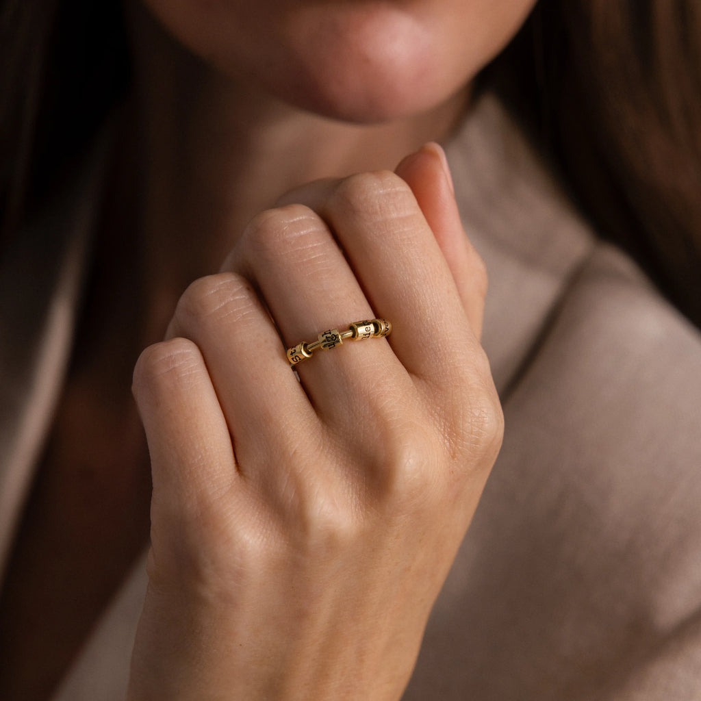 Beaded Multiple Name Ring Silver 18K Gold Plated