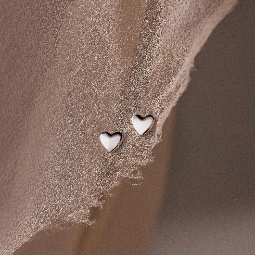Heart Studs Silver 18K Gold Plated
