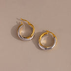 Twisted Mixed Metal Hoops Silver 18K Gold Plated