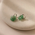 Jade Flower Hoops Silver 18K Gold Plated