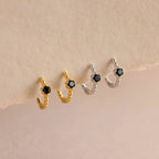 Onyx Beaded Huggies Silver 18K Gold Plated